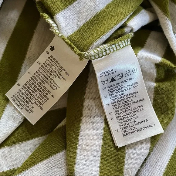 H&M Olive Green & White Striped Short Sleeve Tee Shirt - Picture 8 of 9